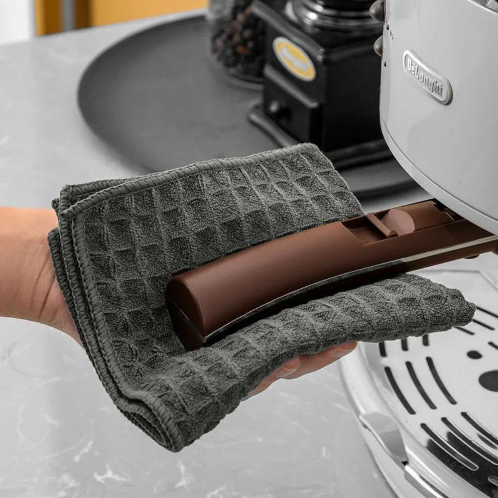Professional Waffle Weave Microfiber Dish Cloths - Super Absorbent & Quick-Dry Kitchen Towels (5-Pack, Dark Grey)