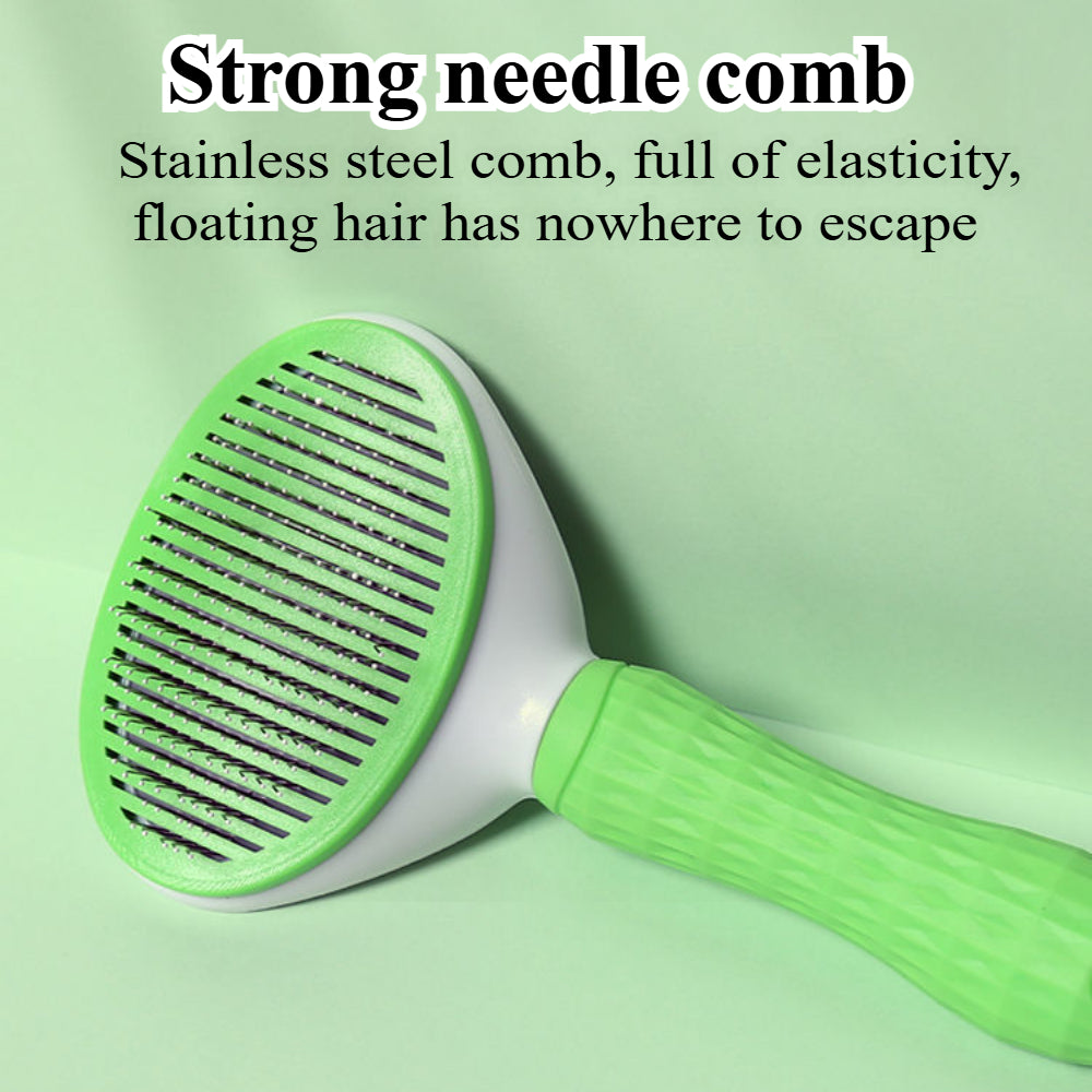 Professional Pet Slicker Brush - One Click Self-Cleaning Stainless Steel Brush for Dog & Cat Grooming
