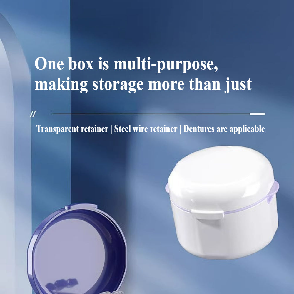 Orthodontic Cleaning Kit - Denture Bath Box with Strainer for Braces, Retainers & Dentures | Portable Double-Layer Case