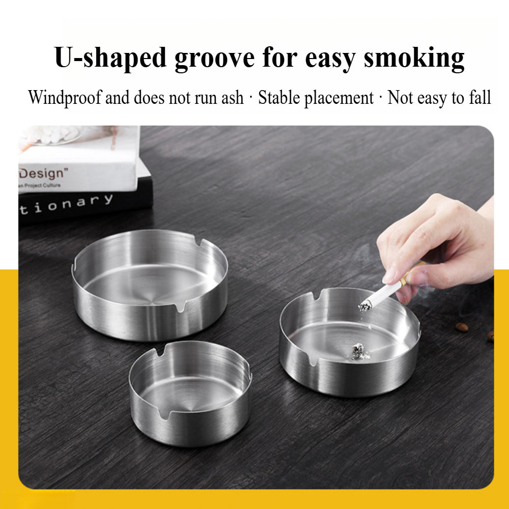 2-Piece Stainless Steel Cigar & Cigarette Ashtray Set – Modern Round Design for Home/Patio