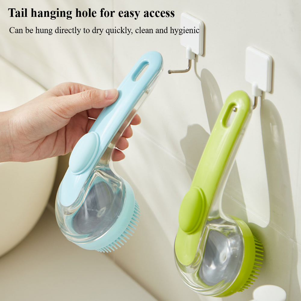 2-in-1 Pet Bath Brush with Shampoo Dispenser - Gentle Massage Scrubber for Dogs & Cats (Long/Short Hair)