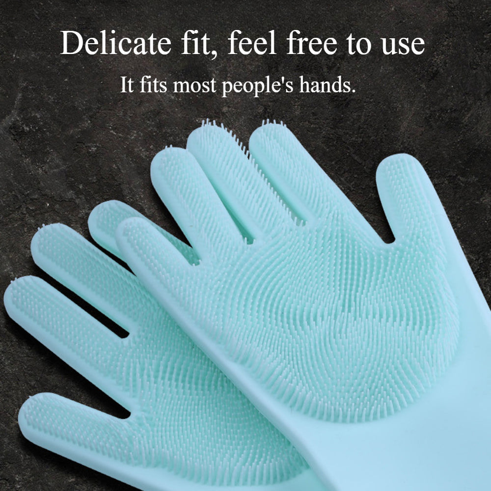 Heat Resistant Silicone Pet Grooming Gloves for Dogs & Cats, Blue