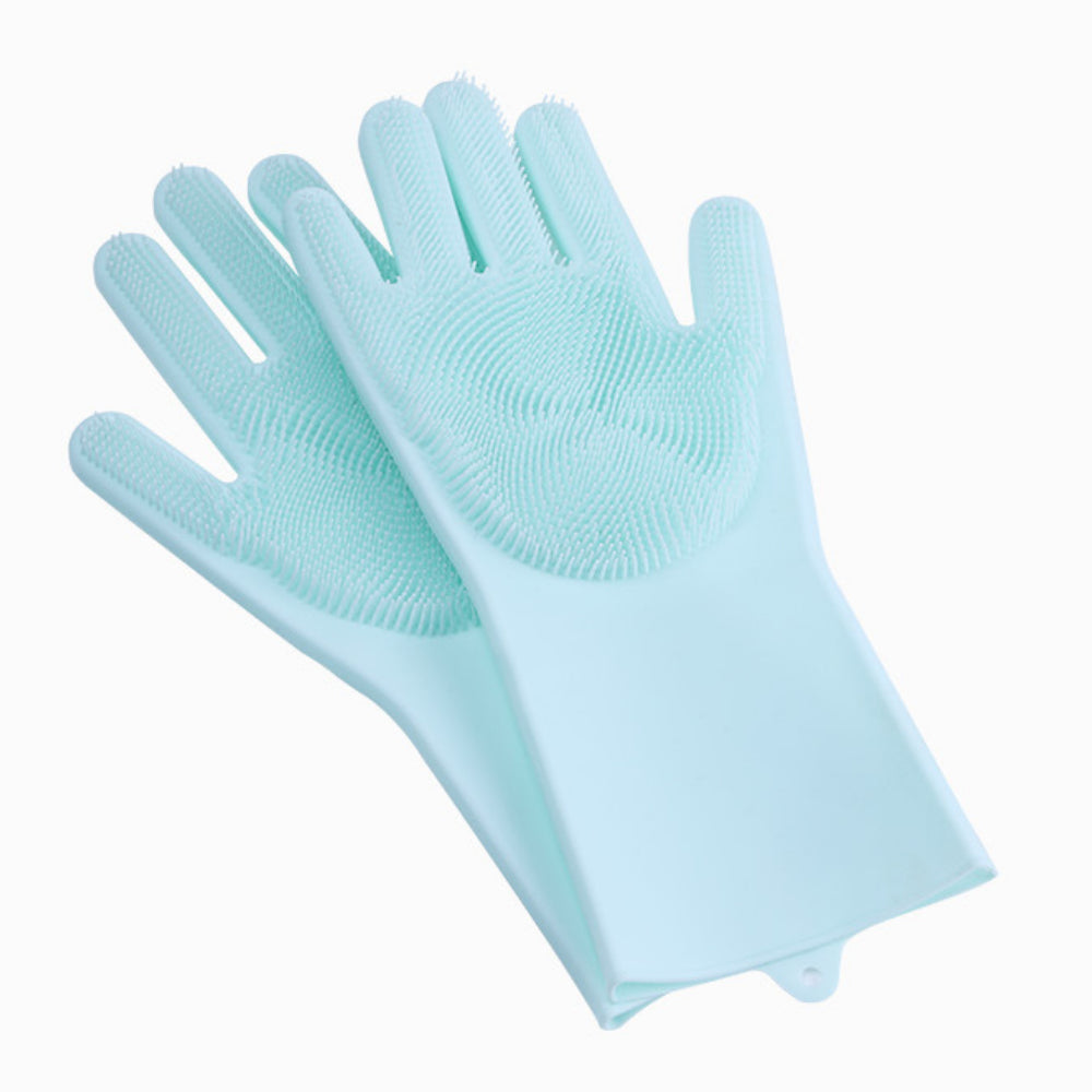 Heat Resistant Silicone Pet Grooming Gloves for Dogs & Cats, Blue