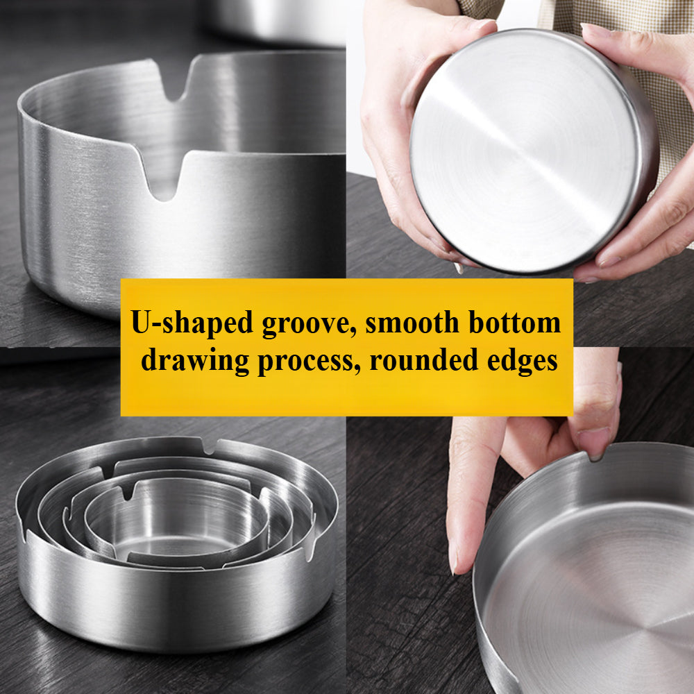 2-Piece Stainless Steel Cigar & Cigarette Ashtray Set – Modern Round Design for Home/Patio