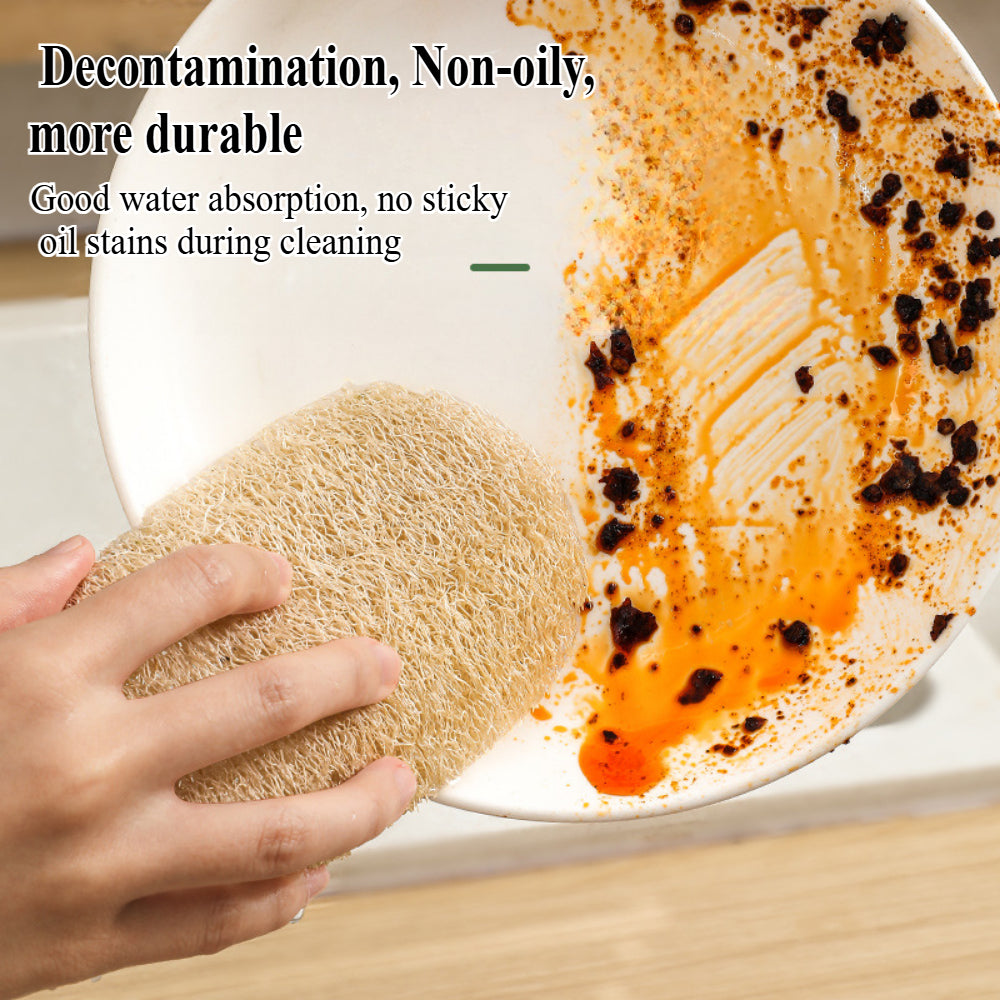 Natural Loofah Sponge & Dishcloth – Scratch-Resistant Cleaning Tools for Kitchen, Bathroom, and Household(2pcs)