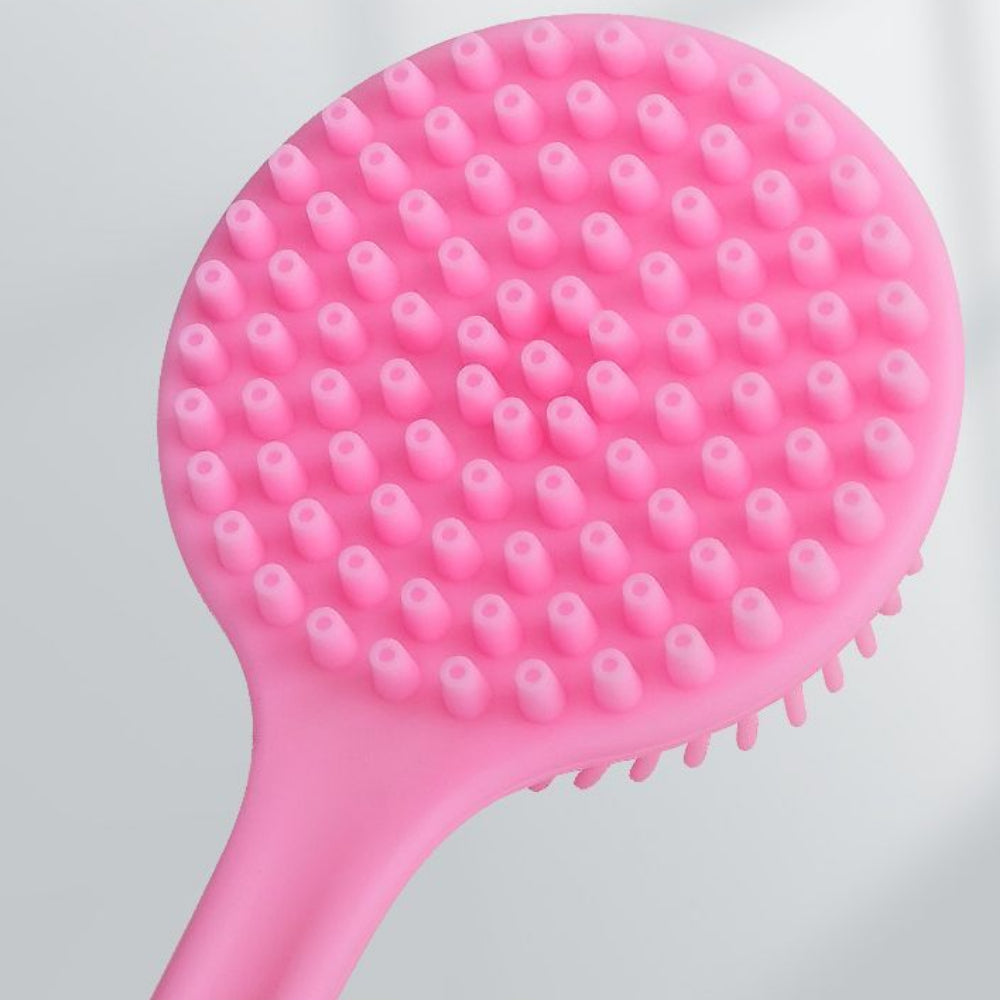 Long Handle Silicone Body Scrubber – Dual-Sided Shower Brush for Exfoliating & Cleansing