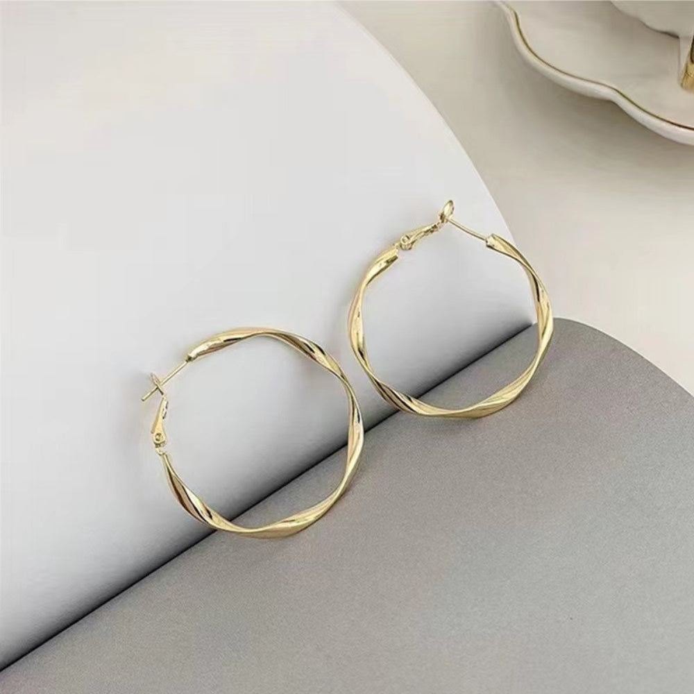 Chic Geometric Earrings Collection -Non-Pierced Clip Hoops & Pierced Studs (2 Pairs Set)