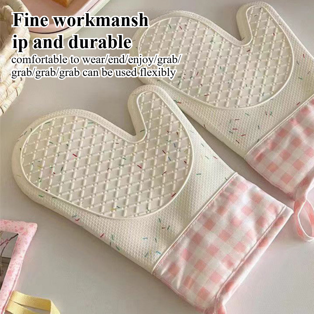 Silicone Oven Mitts (2-Pack) - Heat Resistant to 500°F, Waterproof Kitchen Gloves