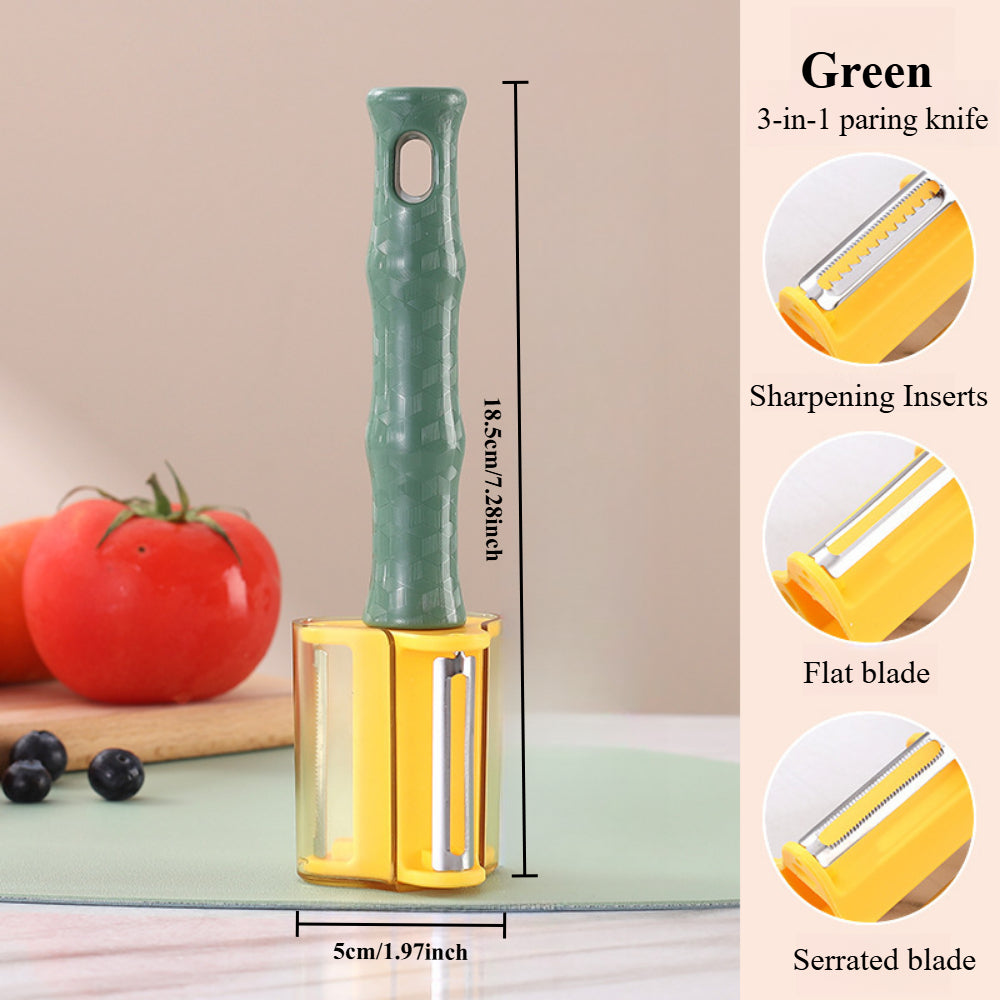 Premium 3-in-1 - Ultra Sharp Stainless Steel Vegetable Peeler with Non-Slip Grip (2 PCS)