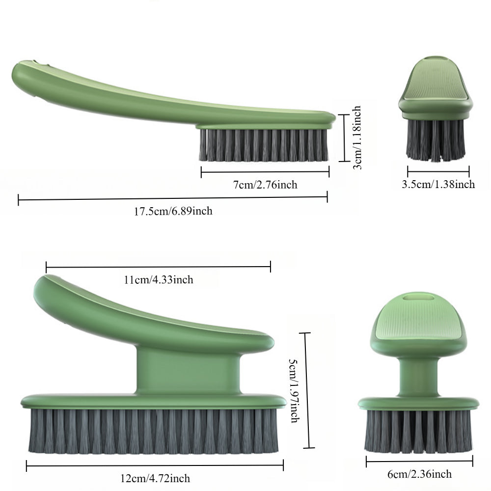 2-Piece Cleaning Brush Set - Ergonomic Long/Short Handle Soft Bristle Brushes for Home, Kitchen, Bathroom & Laundry (Green)