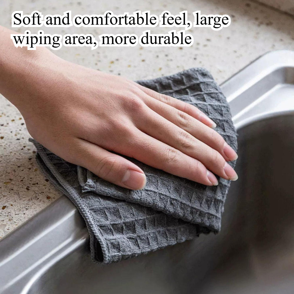 Professional Waffle Weave Microfiber Dish Cloths - Super Absorbent & Quick-Dry Kitchen Towels (5-Pack, Dark Grey)