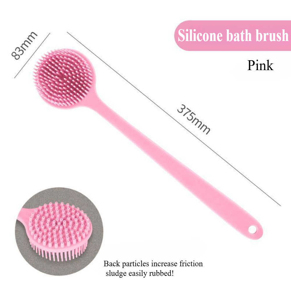 Long Handle Silicone Body Scrubber – Dual-Sided Shower Brush for Exfoliating & Cleansing