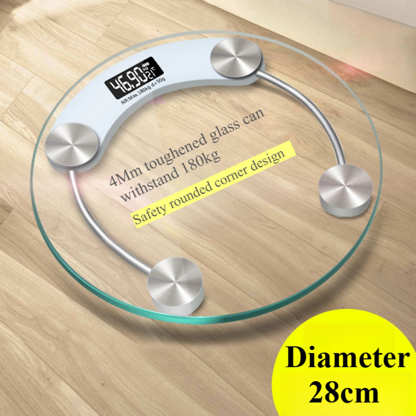 USB Charging money,Modern Glass Digital Scale - Accurate Body Weight Tracking with LCD Screen, 180KG Max, Sleek Round Design