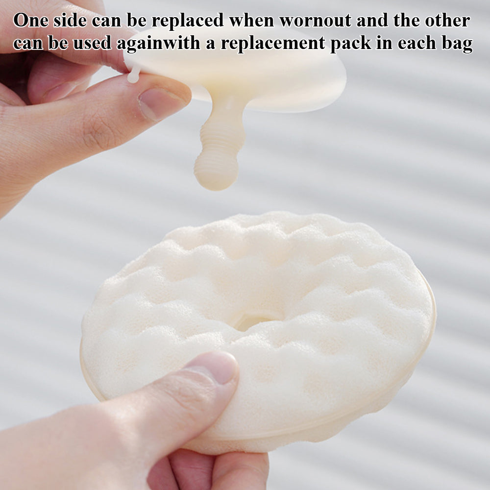 Natural Cleaning Sponges with Suction Cups - 2-Sided Dish Scrubber for Non-Stick Pans - Kitchen & Bathroom Use