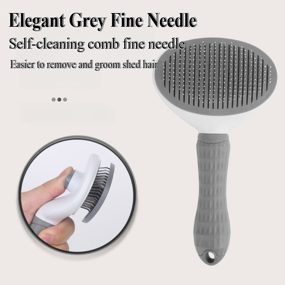 Professional Pet Slicker Brush - One Click Self-Cleaning Stainless Steel Brush for Dog & Cat Grooming