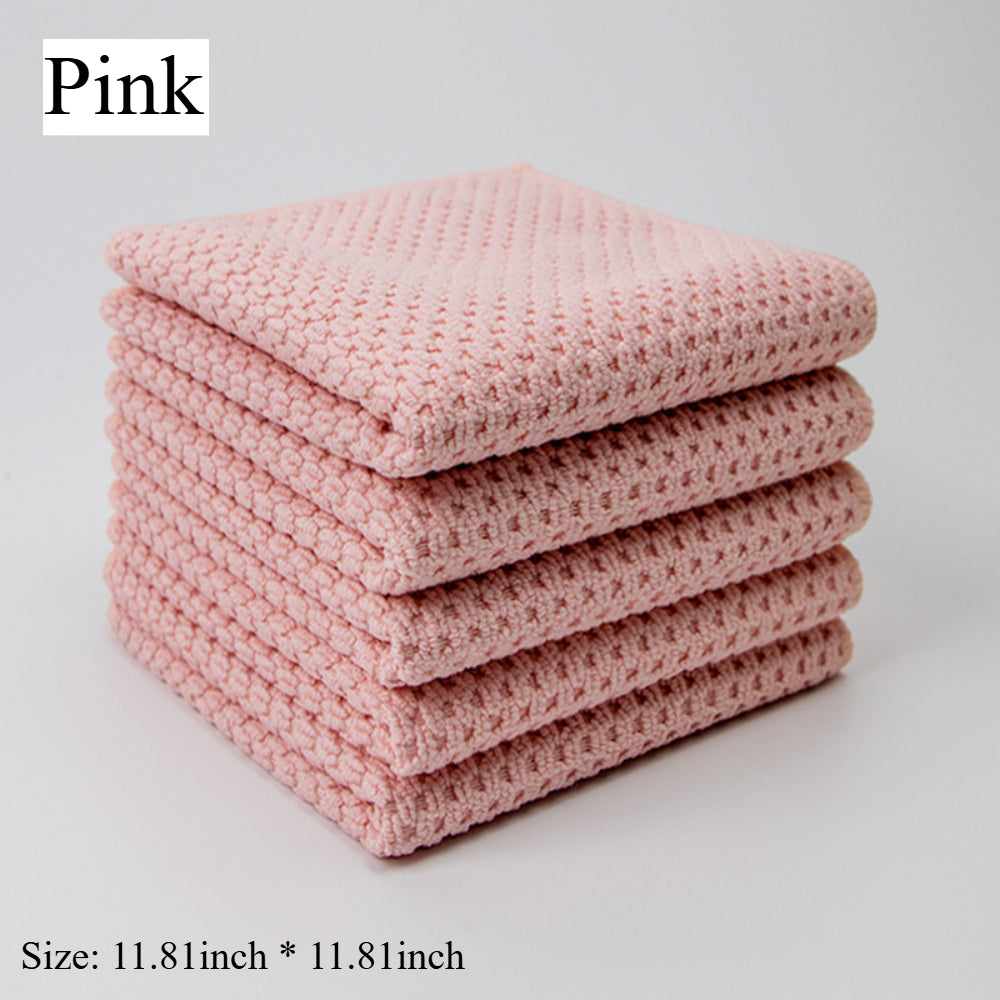 5-Pack Multi-Purpose Microfiber Cleaning Cloths – Ultra Soft, Lint & Streak-Free for Kitchen, Home, Office (5 Colors)