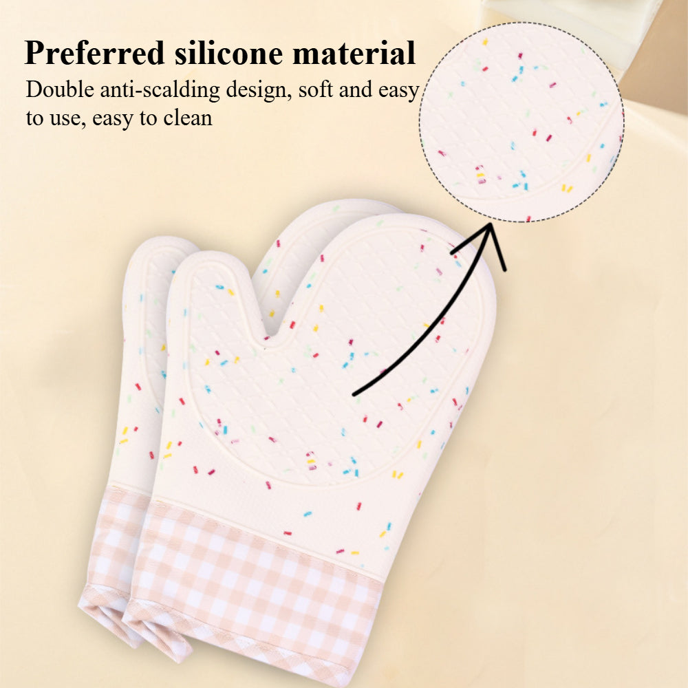 Silicone Oven Mitts (2-Pack) - Heat Resistant to 500°F, Waterproof Kitchen Gloves