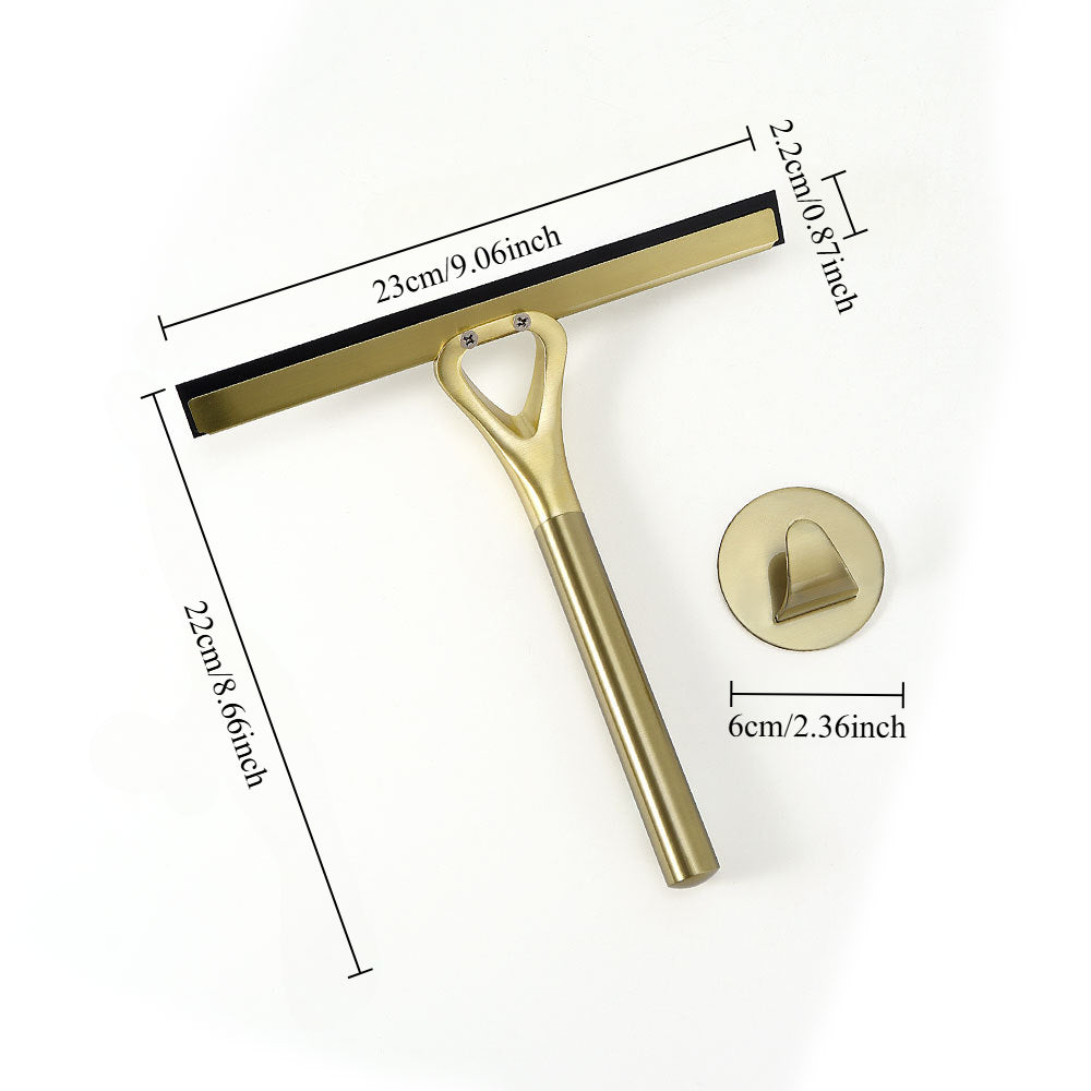 Gold Stainless Steel Shower Squeegee – All-Purpose Glass Wiper for Shower Doors,Tiles, and Car Glass