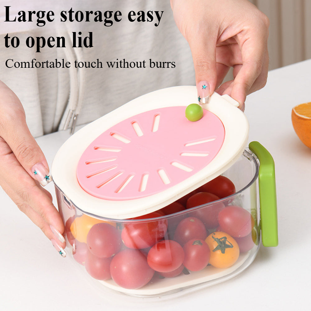 2-in-1 Fruit & Vegetable Washing Basket with Strainer Lid – Collapsible Handle Drainer Container for Kitchen Storage