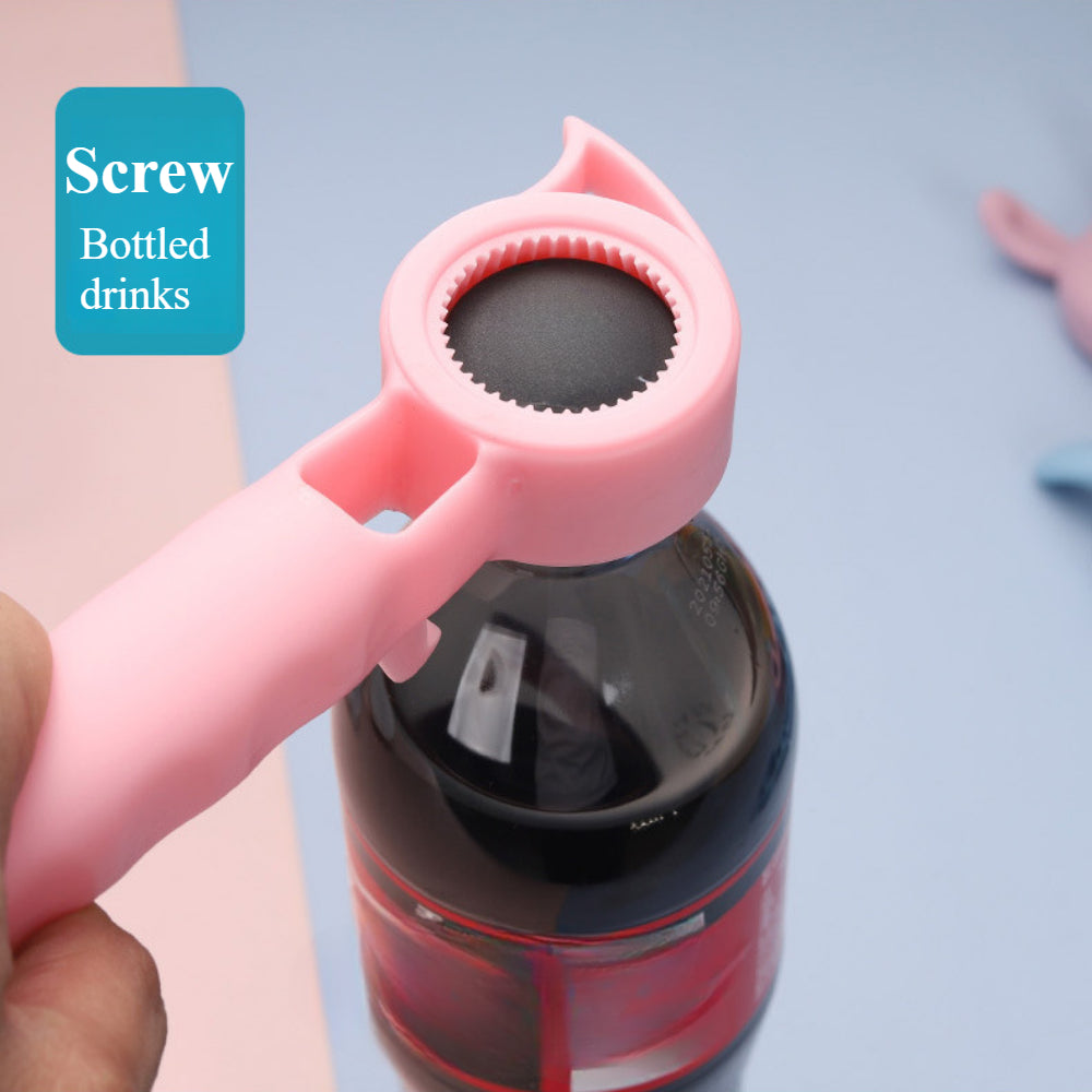2PCS 4-in-1 Multi-Function Bottle & Jar Opener Set - Cute Rabbit Design for Elderly/Children + Kitchen Can/Beer Opener Tool