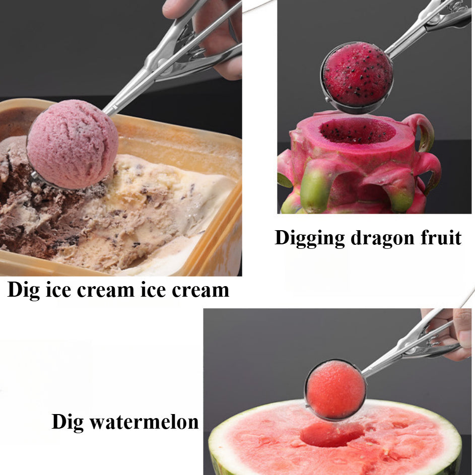 Stainless Steel Large Cookie & Ice Cream Scoop – Ergonomic Trigger Design for Baking and Scooping