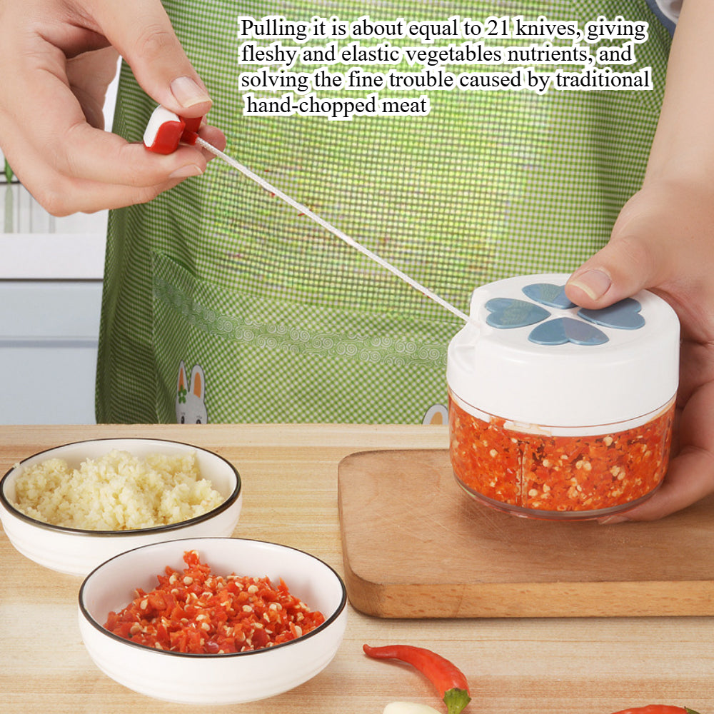 Manual Hand-Pull Food Processor – Vegetable Meat Chopper, Garlic Onion Shredder, Slicer & Household Kitchen Mincer Tool