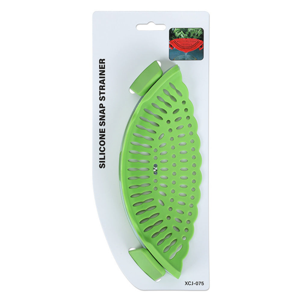 Clip-On Silicone Strainer – Universal Pasta & Vegetable Colander for All Pots/Pans – BPA-Free Kitchen Strainer for Meat, Fruit & More