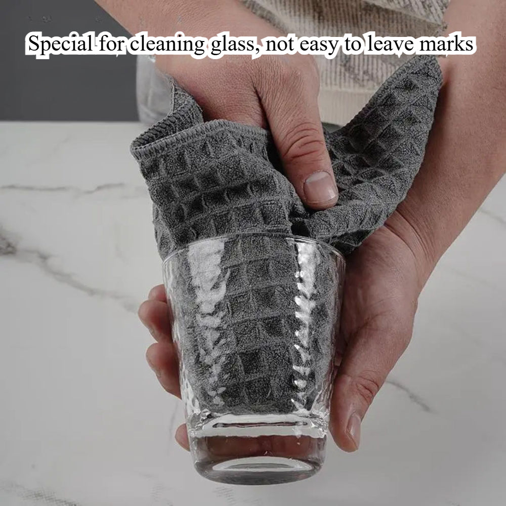 Professional Waffle Weave Microfiber Dish Cloths - Super Absorbent & Quick-Dry Kitchen Towels (5-Pack, Dark Grey)