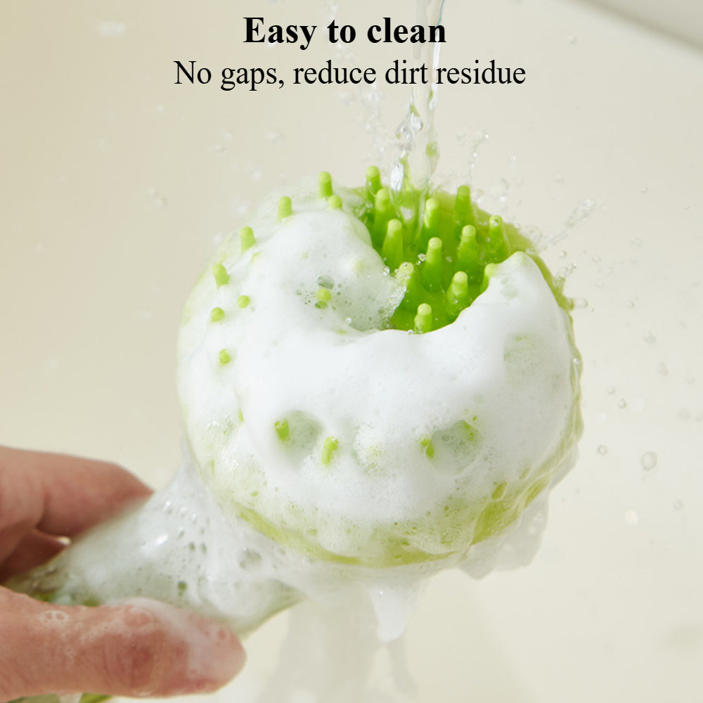2-in-1 Pet Bath Brush with Shampoo Dispenser - Gentle Massage Scrubber for Dogs & Cats (Long/Short Hair)