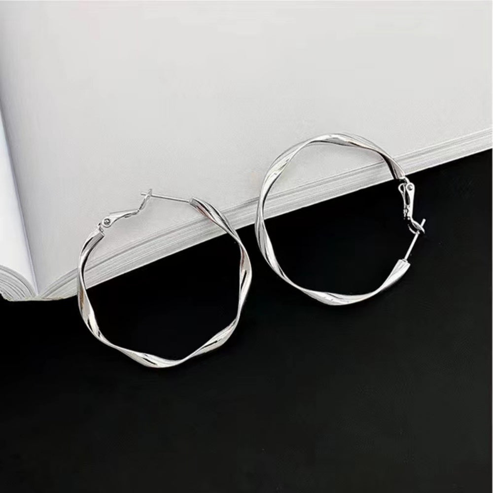 Chic Geometric Earrings Collection -Non-Pierced Clip Hoops & Pierced Studs (2 Pairs Set)