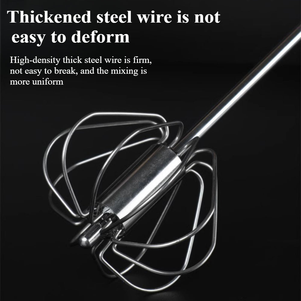 Stainless Steel Hand Push Rotary Whisk – Semi-Automatic Whisk for Mixing, Whipping, Beating, and Stirring, Dishwasher Safe
