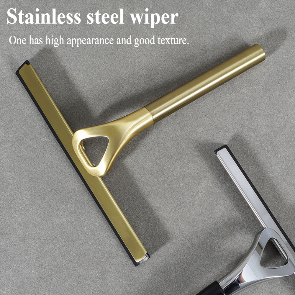 Gold Stainless Steel Shower Squeegee – All-Purpose Glass Wiper for Shower Doors,Tiles, and Car Glass