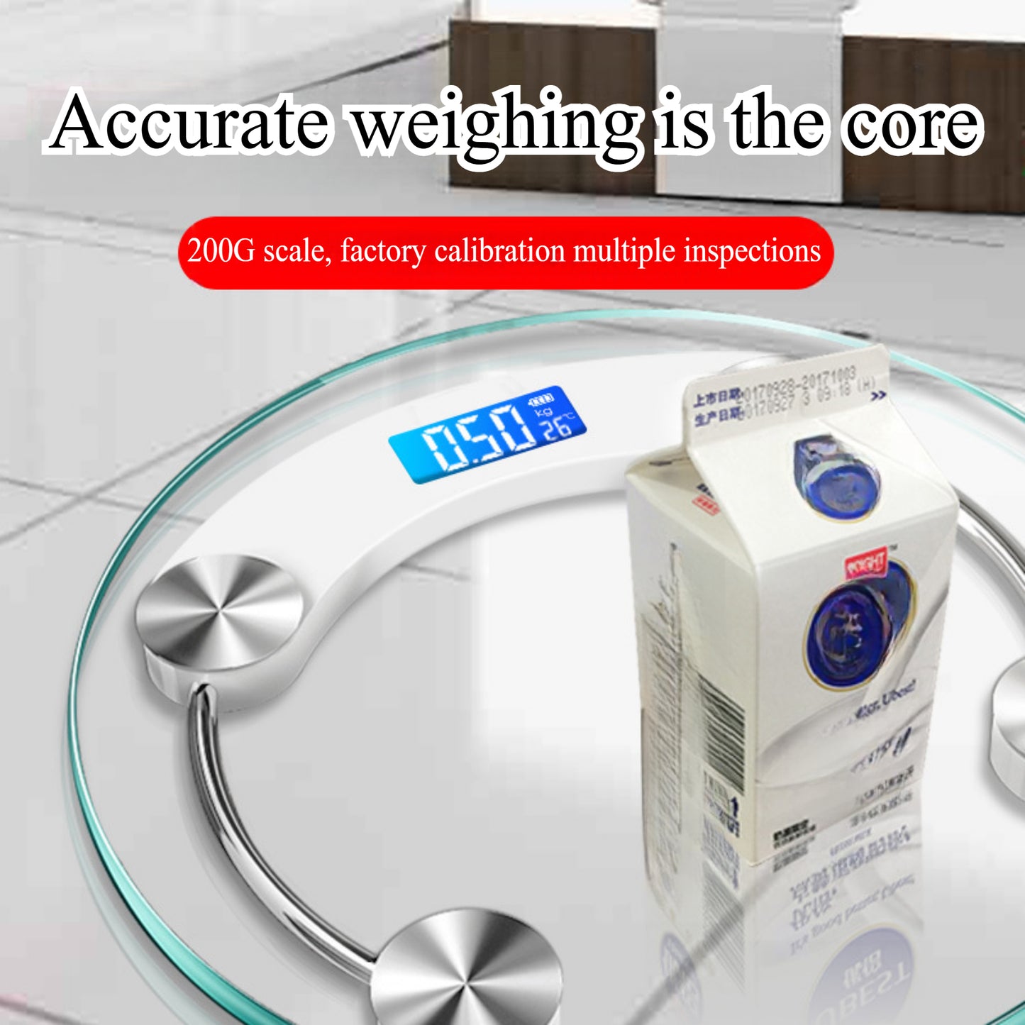 USB Charging money,Modern Glass Digital Scale - Accurate Body Weight Tracking with LCD Screen, 180KG Max, Sleek Round Design