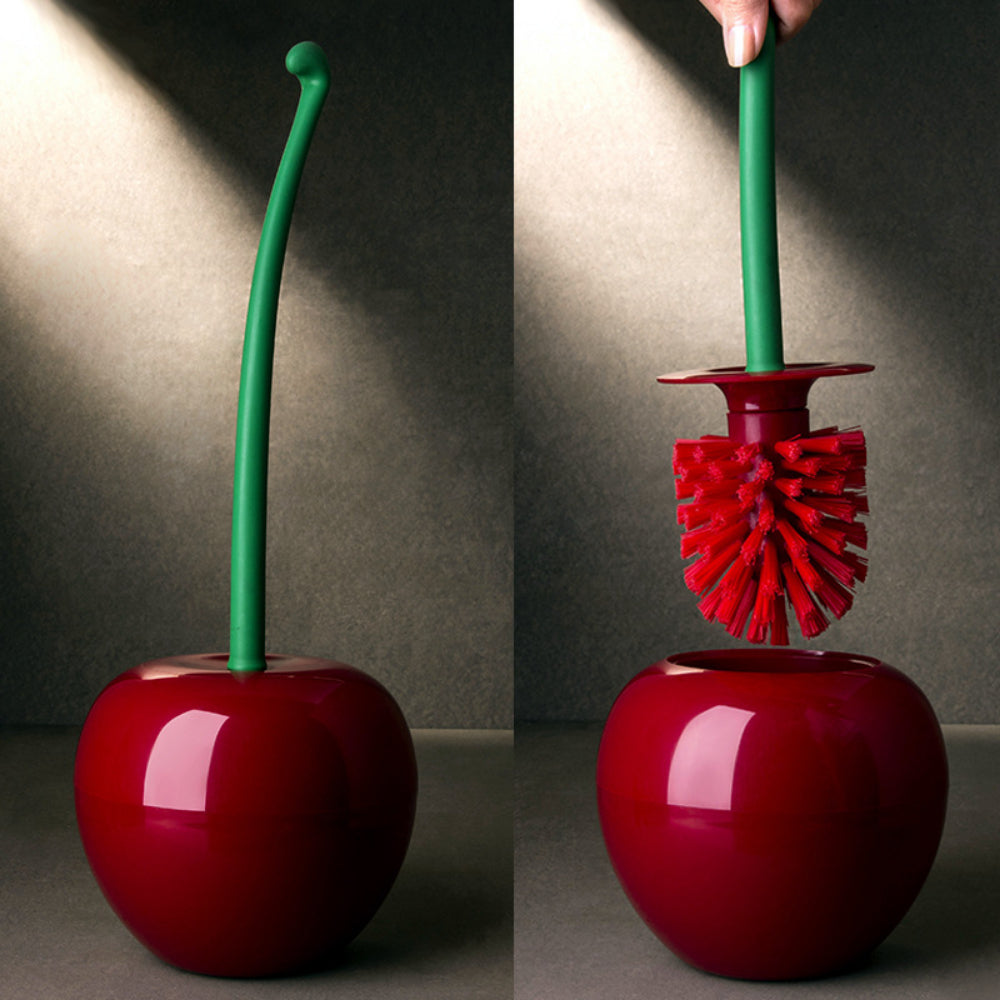Cherry Toilet Brush Set - Creative, Rust-Resistant with Holder & Long Handle for Deep Cleaning & Bathroom Decor