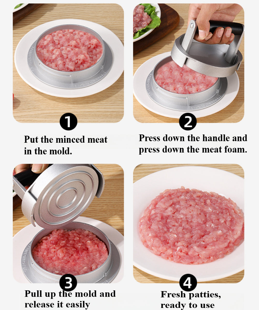 Burger Press & Meatball Maker - Heavy Duty BBQ Smasher Tool with Comfortable PP Handle for Patties, Stuffed Steaks & Meatloaf