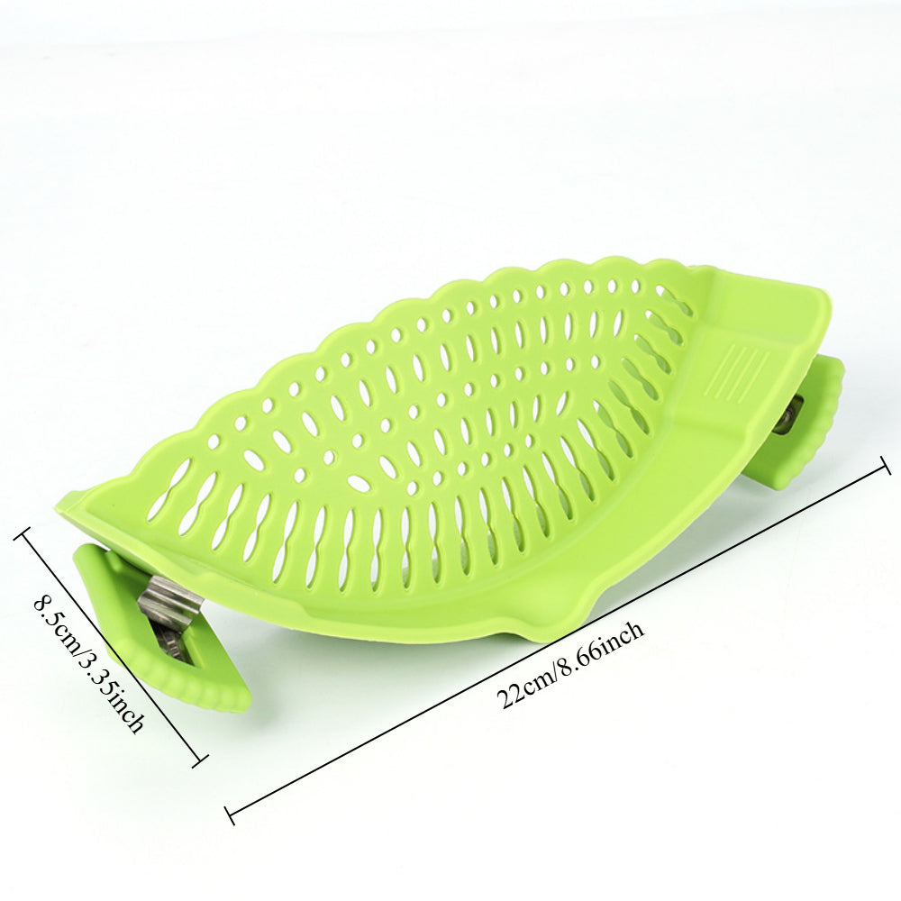 Clip-On Silicone Strainer – Universal Pasta & Vegetable Colander for All Pots/Pans – BPA-Free Kitchen Strainer for Meat, Fruit & More