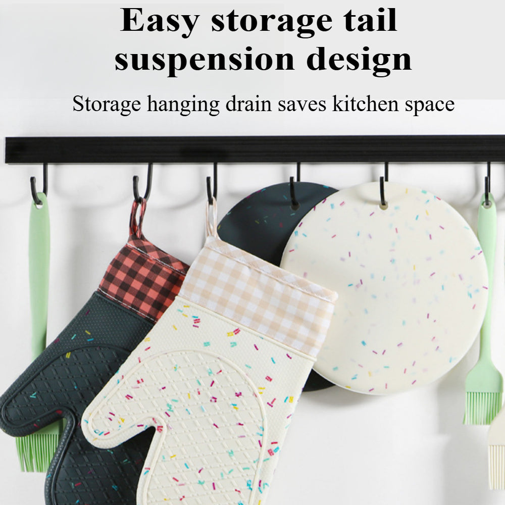 Silicone Oven Mitts (2-Pack) - Heat Resistant to 500°F, Waterproof Kitchen Gloves