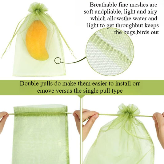 100-Pack Fruit Protection Mesh Bags – 3.94"x5.9" Breathable Netted Covers for Grapes, Mangoes & Garden Trees