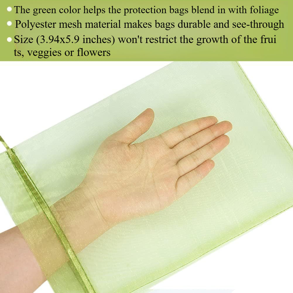 100-Pack Fruit Protection Mesh Bags – 3.94"x5.9" Breathable Netted Covers for Grapes, Mangoes & Garden Trees