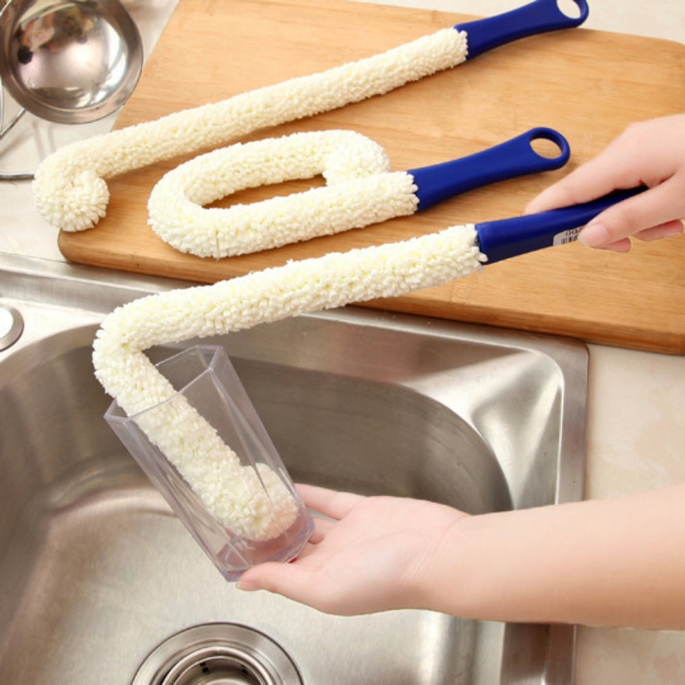 Flexible Long Handle Bottle Cleaning Brush – Multi-Purpose Scrubber for Decanters, Glasses, and More,2PCS