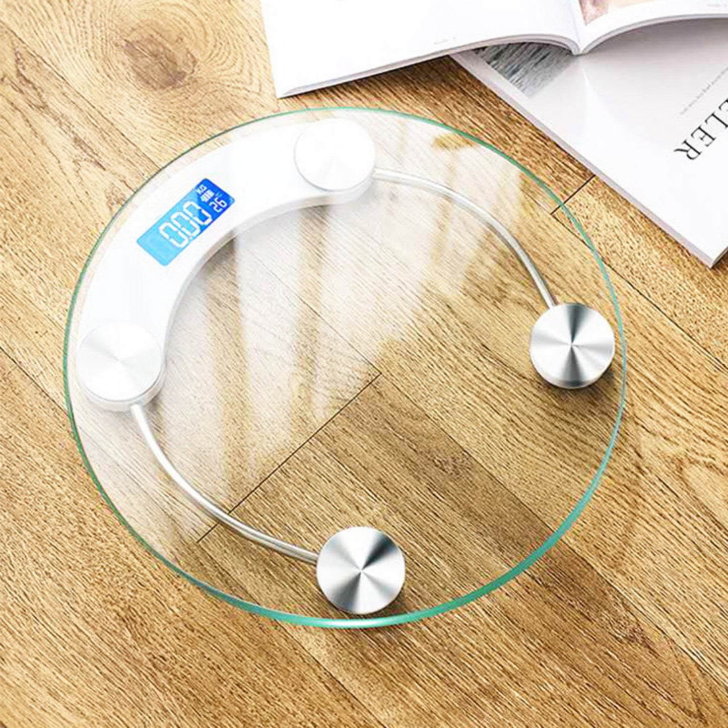 USB Charging money,Modern Glass Digital Scale - Accurate Body Weight Tracking with LCD Screen, 180KG Max, Sleek Round Design