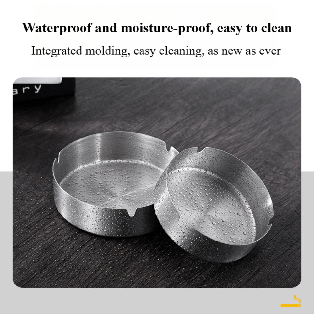 2-Piece Stainless Steel Cigar & Cigarette Ashtray Set – Modern Round Design for Home/Patio