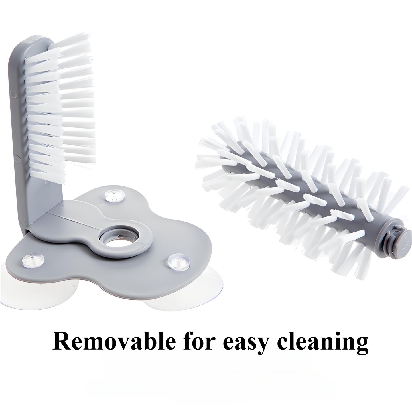 2-in-1 Suction Cup Scrubber Brush - Glass/Mug Cleaner for Bottles, Wine Glasses & Kitchenware with Ergonomic Handle