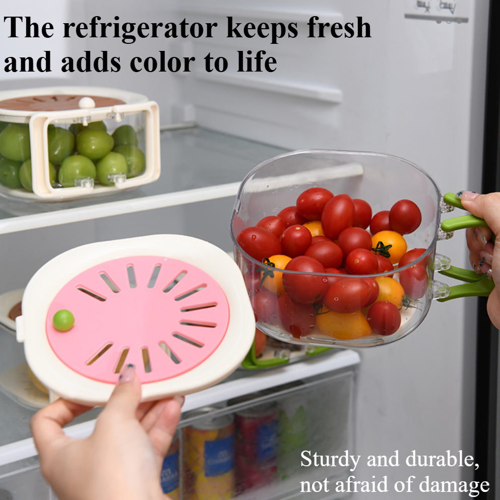 2-in-1 Fruit & Vegetable Washing Basket with Strainer Lid – Collapsible Handle Drainer Container for Kitchen Storage