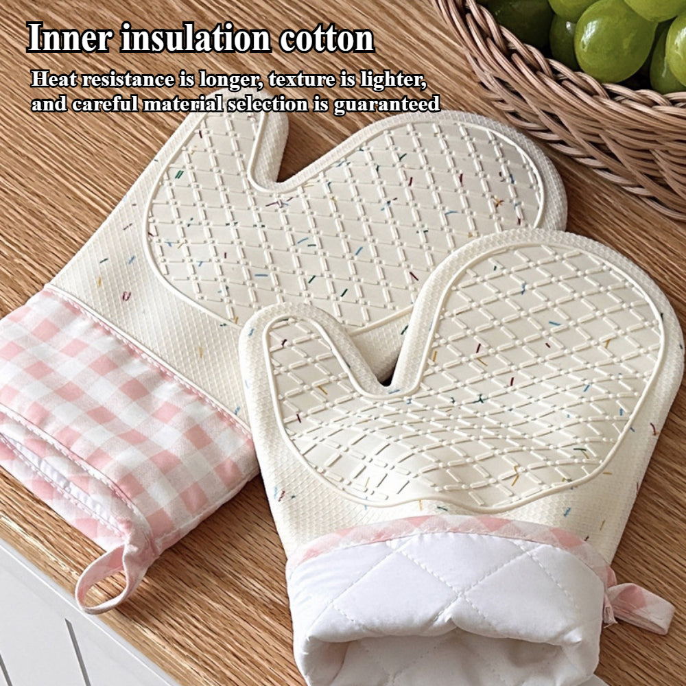 Silicone Oven Mitts (2-Pack) - Heat Resistant to 500°F, Waterproof Kitchen Gloves