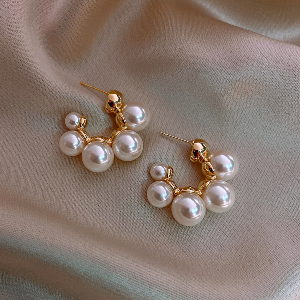 Minimalist Pearl Drop Earrings for Women – Freshwater Pearl Hoop & Dangle Huggie Earrings, 925 Silver Lightweight Everyday Jewelry
