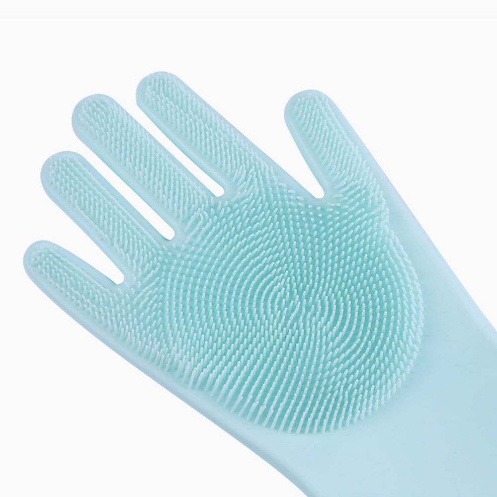 Heat Resistant Silicone Pet Grooming Gloves for Dogs & Cats, Blue
