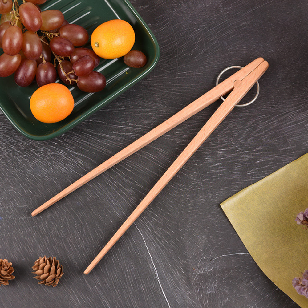 Long Wooden Toaster Tongs – Kitchen Utensil for Bread, Pickles, Muffins, and Cooking