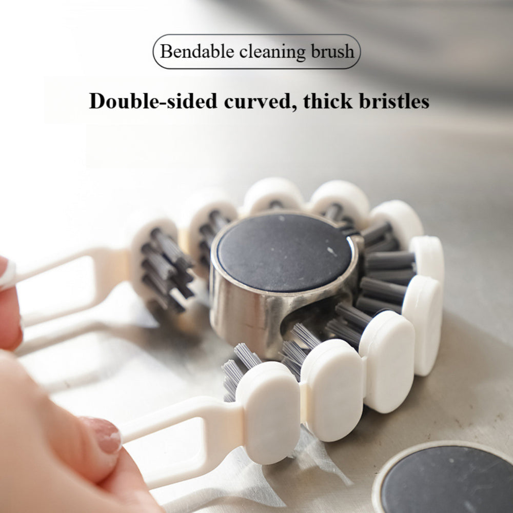 Professional Bendable Cleaning Brushes - Double-Sided Hard Bristle Design for Kitchen Sinks/Window Sills (3 Pack)