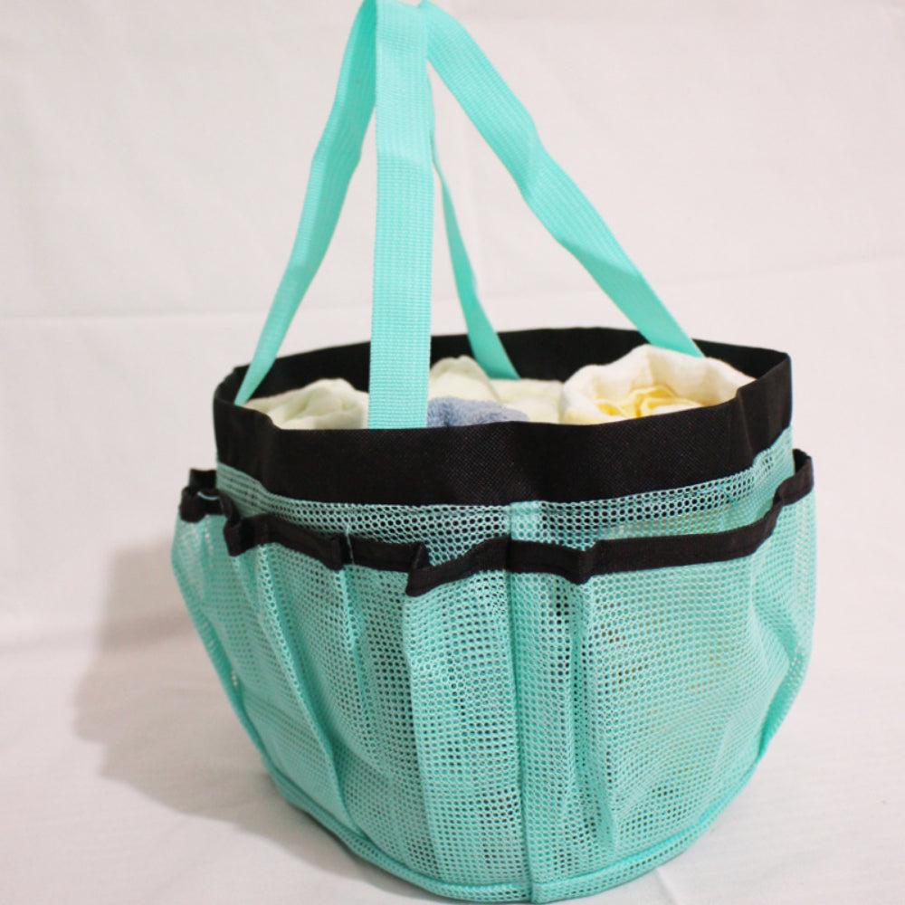 Extra-Large Mesh Shower Caddy - 7-Pocket Hanging Organizer for Dorm, Gym & Travel - Collapsible Quick-Dry Shower Tote Bag